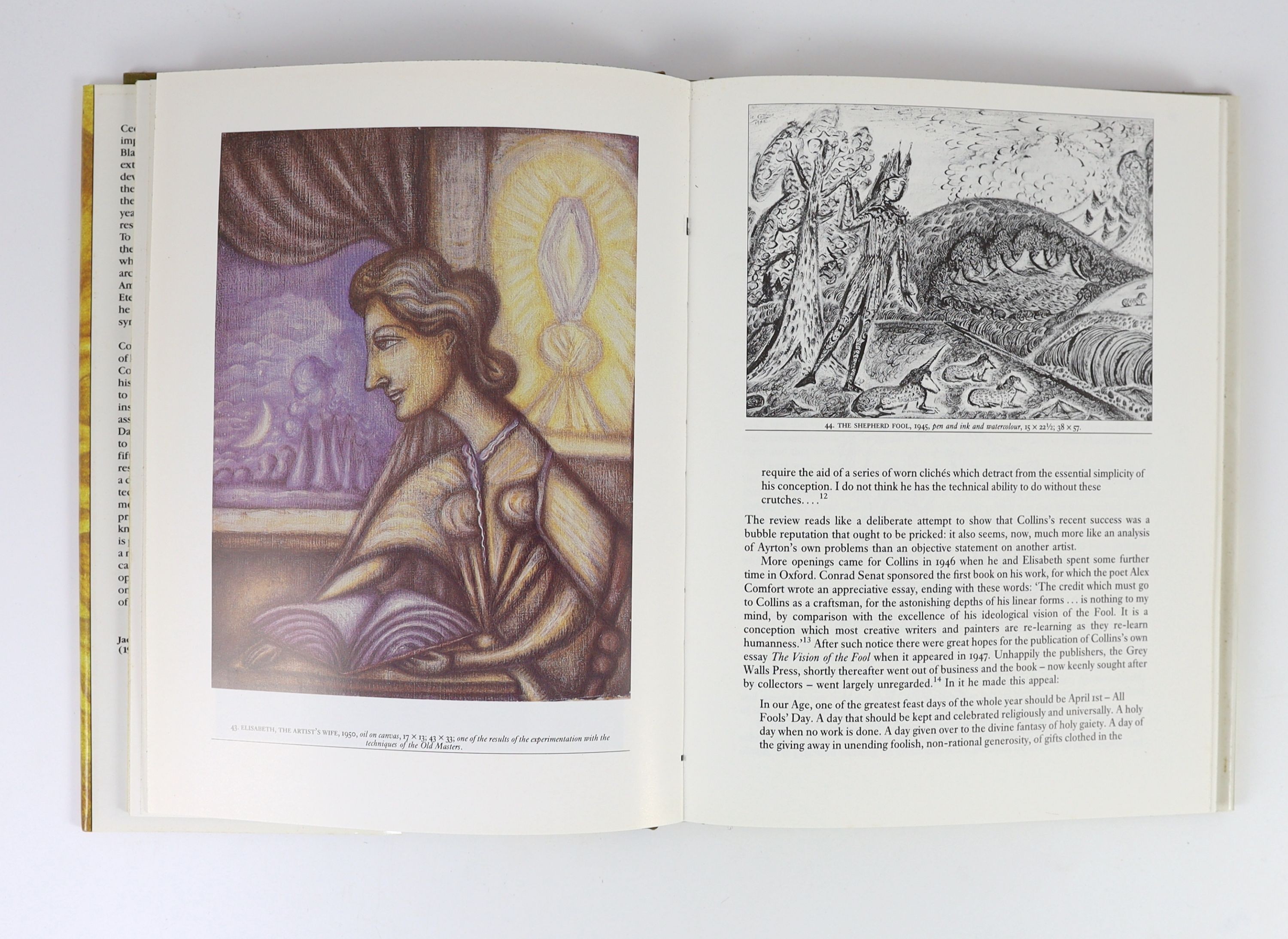 Collins, Cecil - Paintings and Drawings. 1st ed. Coloured frontis and 7 plates, 1 of which is coloured, plus numerous text illus. Original paper boards with title on upper and titled d/j. 4to. Counterpoint Publications,